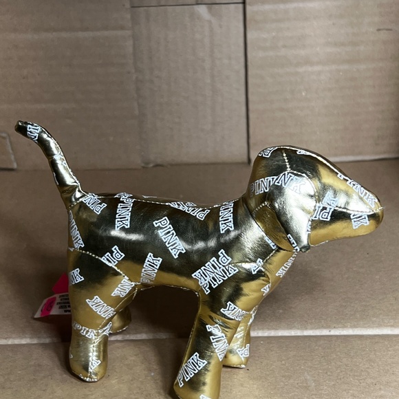 Victoria’s Secret Pink Dog Gold Metallic Tone With White Lettering Logo - Picture 8 of 13